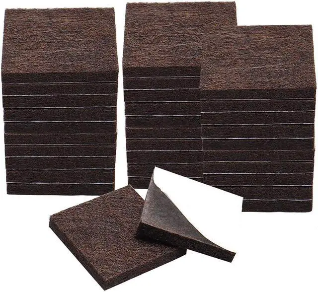 Main image of 32pcs Furniture Felt Pads Square 1 3/4" Self-stick Non-slip Anti-scratch Pads for Sofa Cabinet Chair Feet Floor Protector Brown