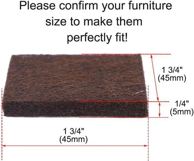 Alt view image 2 of 7 - 32pcs Furniture Felt Pads Square 1 3/4" Self-stick Non-slip Anti-scratch Pads for Sofa Cabinet Chair Feet Floor Protector Brown