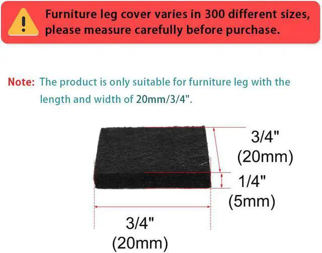 Alt view image 2 of 7 - 180pcs Furniture Felt Pads Square 3/4" Anti-slip Prevent Scratch Pads for Sofa Cabinet Chair Feet Floor Protector Black