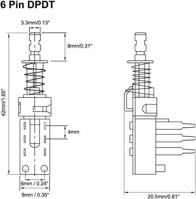 Alt view image 4 of 4 - Push Button Switch DPDT 6 Pin 1 Position Self-Locking 10pcs