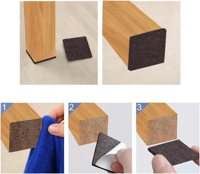Alt view image 7 of 7 - 32pcs Furniture Pads Square 1 1/4" Self-stick Anti-scratch Felt Pads Reduce Noise for Chair Feet Floor Protector Brown