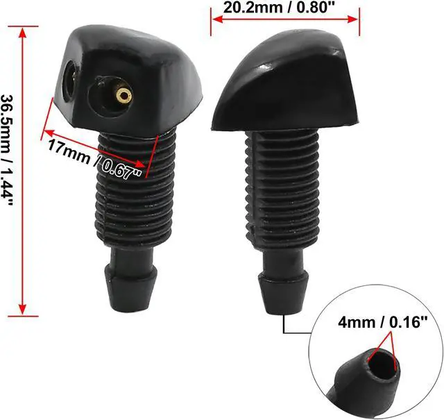 Alt view image 5 of 5 - Universal Windshield Washer Nozzle Cleaning Sprayer for Car 36.5 x 20.2mm 2pcs