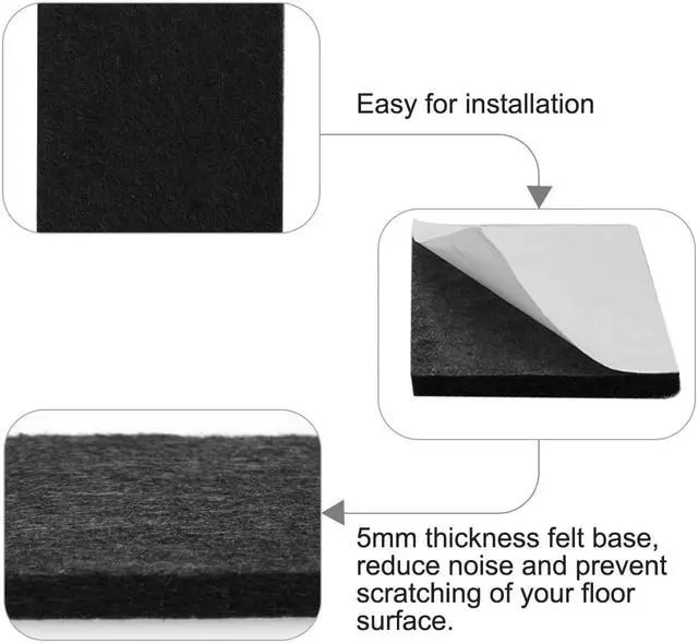Alt view image 4 of 7 - 180pcs Furniture Felt Pads Square 3/4" Anti-slip Prevent Scratch Pads for Sofa Cabinet Chair Feet Floor Protector Black