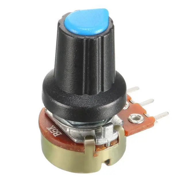 Alt view image 3 of 5 - 2Pcs 5K Ohm Variable Resistors Single Turn Rotary Carbon Film Taper Potentiometer with Knobs