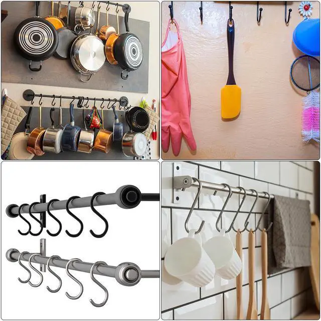 Alt view image 3 of 3 - Stainless Steel S Hooks 4.4" S Shaped Hook Hangers for Kitchen Bathroom Bedroom Storage Room Office Outdoor Multiple Uses 4pcs