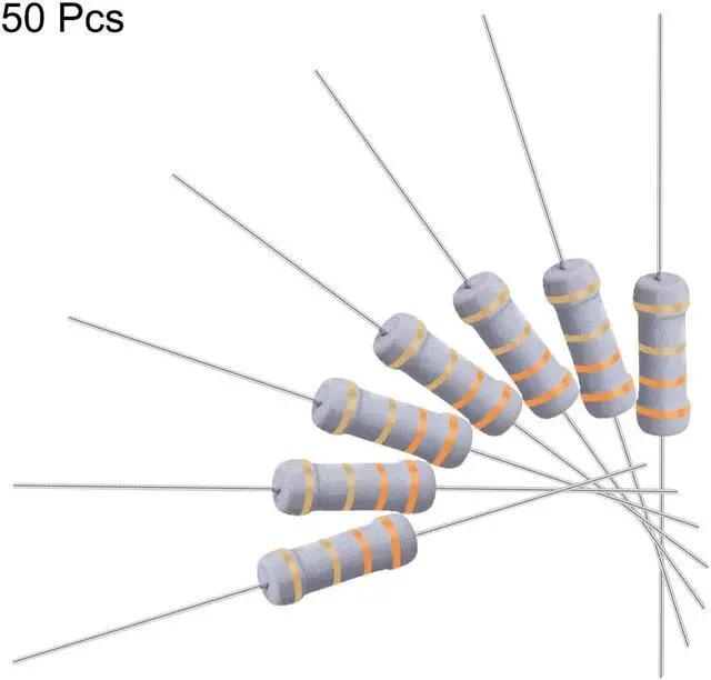 Alt view image 3 of 5 - 50 Pcs Metal Oxide Film Resistor, 5% Tolerance, Axial Lead, 1W, Flame Proof, 3.3 Ohm Resistance for DIY Electronic Projects and Experiments