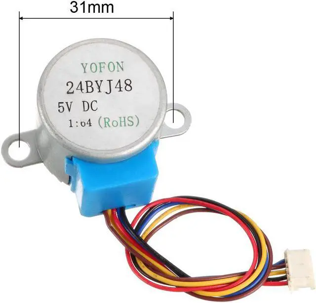Alt view image 3 of 4 - 2PCS 24BYJ48 DC 5V Reduction Stepper Motor Micro Reducer Motor 4-Phase 5-Wire 1/64 Reduction Ratio