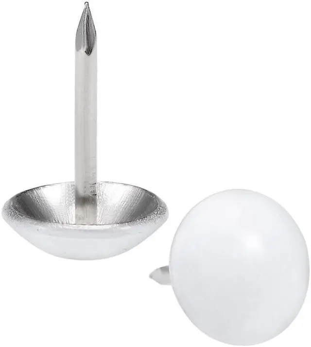 Main image of Upholstery Nails Tacks 11mm White Round Head 17mm Length Thumb Push Pins 100 Pcs