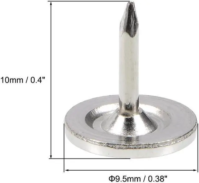 Alt view image 3 of 3 - Upholstery Nails Tacks 9.5mmx10mm Flat Head Furniture Nails Pins Silver Tone 150 Pcs