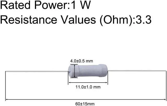 Alt view image 2 of 5 - 50 Pcs Metal Oxide Film Resistor, 5% Tolerance, Axial Lead, 1W, Flame Proof, 3.3 Ohm Resistance for DIY Electronic Projects and Experiments