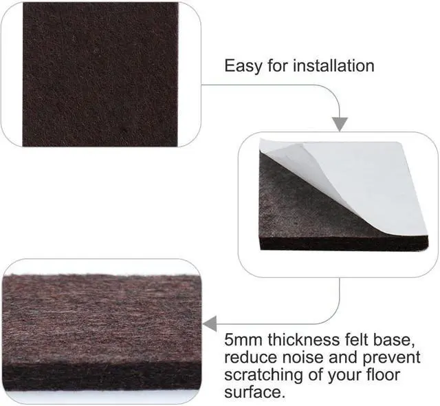 Alt view image 4 of 7 - 32pcs Furniture Pads Square 1 1/4" Self-stick Anti-scratch Felt Pads Reduce Noise for Chair Feet Floor Protector Brown