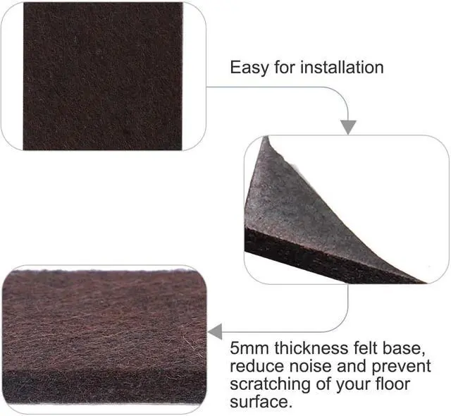 Alt view image 4 of 7 - 32pcs Furniture Felt Pads Square 1 3/4" Self-stick Non-slip Anti-scratch Pads for Sofa Cabinet Chair Feet Floor Protector Brown