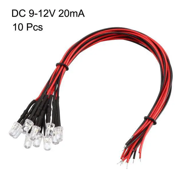 Alt view image 3 of 8 - Prewired LED Light , DC 9-12V 20mA - 5mm Warm White Pre-Wired Bulb Lamp ( 10PCS )