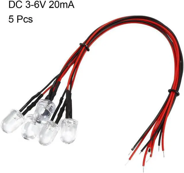 Alt view image 2 of 4 - Prewired LED Light , DC 3-6V 20mA - 10mm Emerald-Green Pre-Wired Diodes Lamp 5pcs for DIY Boat Parties