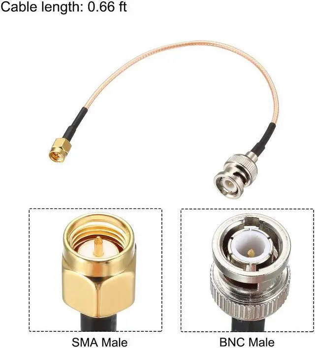 Alt view image 2 of 4 - RG316 Coaxial Cable with BNC Male to SMA Male Connectors 50 Ohm 0.66 Feet 2pcs