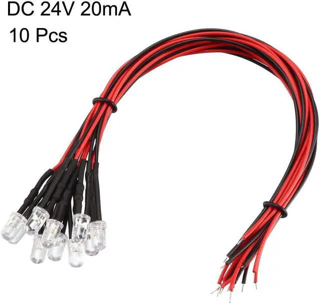 Alt view image 8 of 8 - Prewired LED Light , DC 24V 20mA - 5mm Warm White Pre-Wired Round Top Bulb Lamp for DIY Boat Parties ( 10PCS )