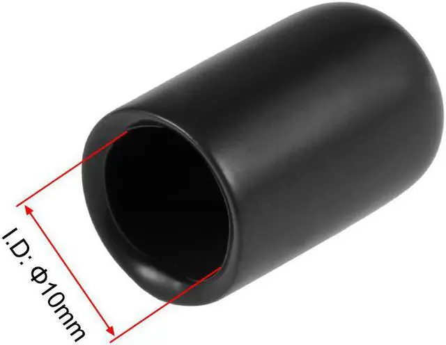 Alt view image 3 of 3 - Screw Thread Protector, 10mm ID Round End Cap Cover Flexible Black Tube Caps 50pcs
