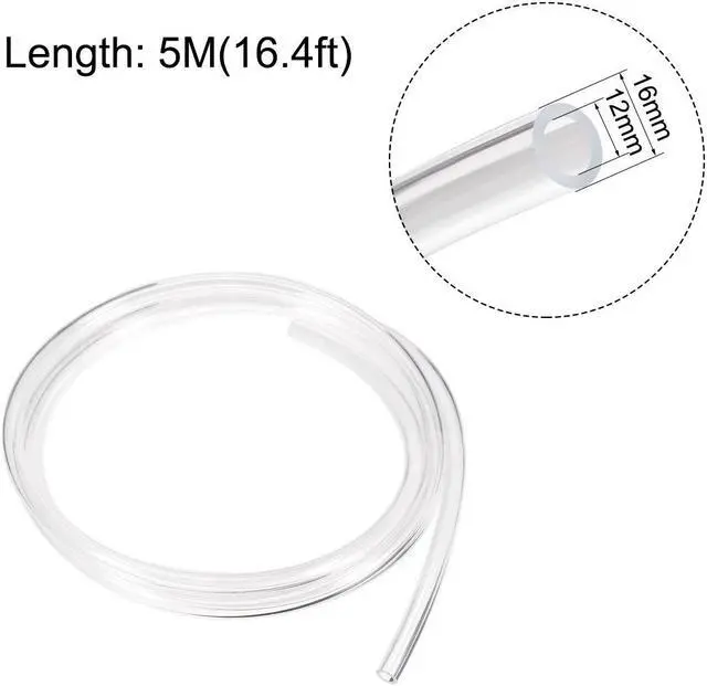 Alt view image 3 of 3 - PVC Clear Vinly Tubing,12mm ID x 16mm OD,5 Meter/16.4ft,Plastic Flexible Hose Tube,Flex Pipe for Water,Beverage Pump
