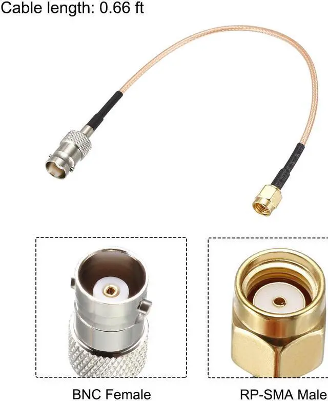 Alt view image 2 of 4 - BNC Bulkhead Female to RP-SMA Male RG316 RF Coaxial Cable 0.66-feet 2pcs