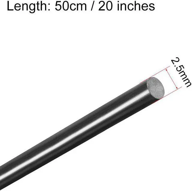 Alt view image 2 of 2 - FRP Fiberglass Round Rod 3/32 inch Dia 20 inch Length Black Engineering Round Bar Rod 2pcs