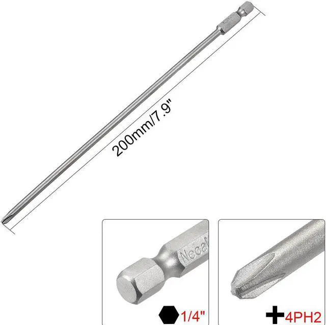 Alt view image 2 of 4 - 1/4-Inch Hex Shank 200mm Length Phillips 4PH2 Magnetic Screw Driver S2 Screwdriver Bits