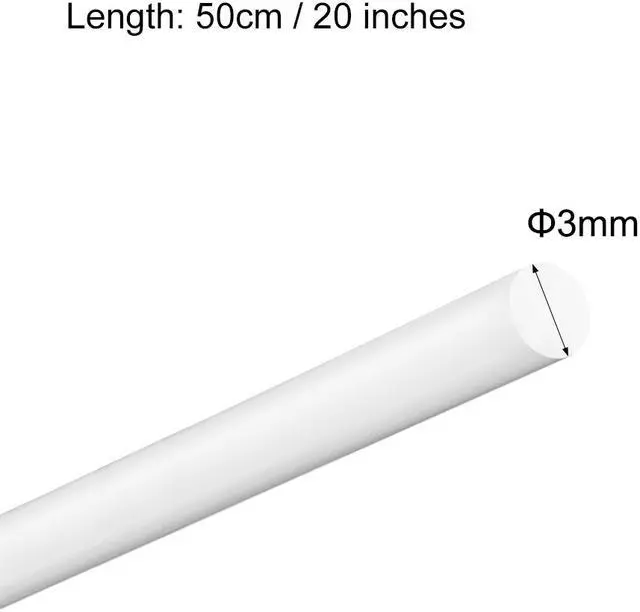 Alt view image 2 of 2 - 2pcs Plastic Round Rod (POM) Polyoxymethylene Rods 1/8 inch Dia 20 inch Length White Engineering Plastic Round Bars