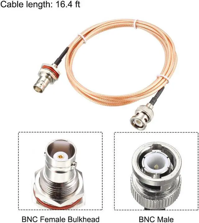Alt view image 2 of 4 - BNC Bulkhead Female to BNC Male RG316 RF Coaxial Cable 50 ohm 16.4 Feet