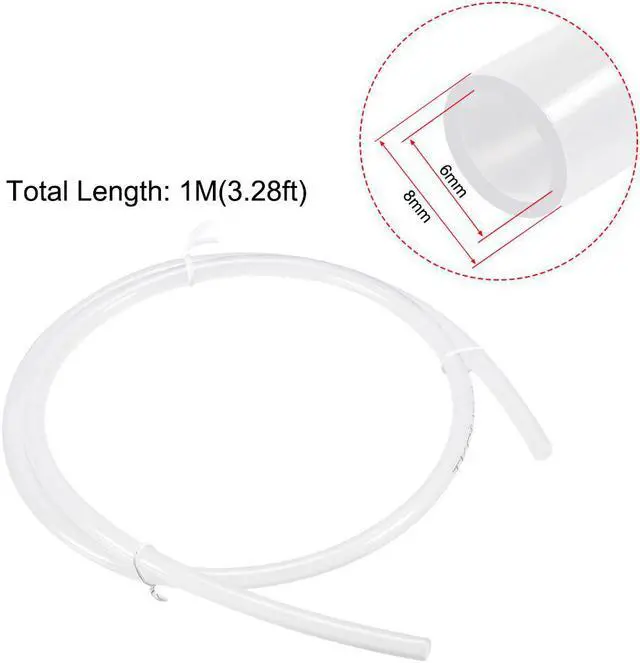 Alt view image 3 of 3 - Nylon Tubing,6mm ID x 8mm OD,3.28Ft Length,Fuel Line Plastic Tubing,Pneumatic Hose Tube,for Air Brake System Or Fluid Transfer,Translucent