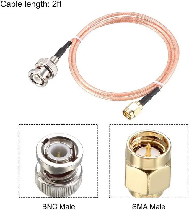 Alt view image 2 of 4 - RG316 Coaxial Cable with BNC Male to SMA Male Connectors 50 Ohm 2 ft 2pcs