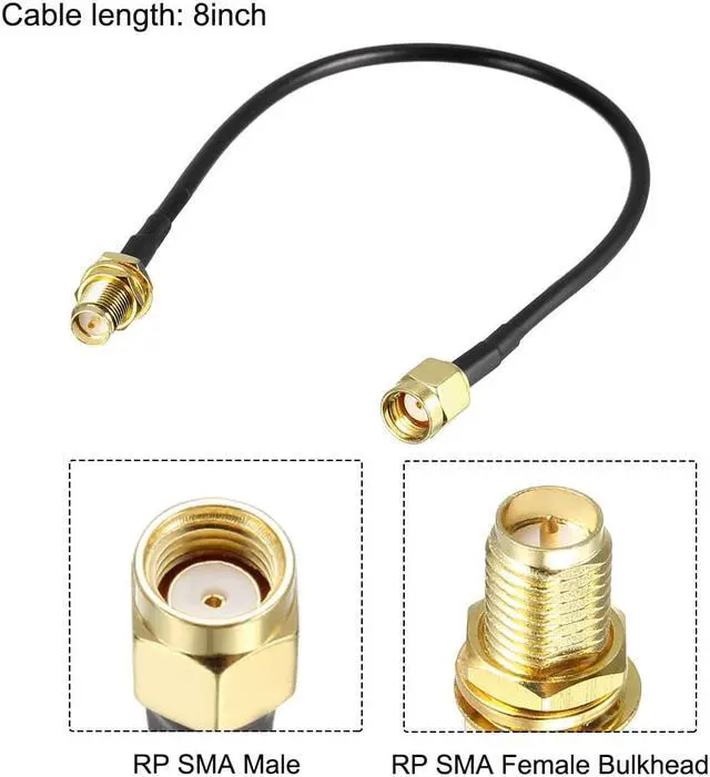 Alt view image 2 of 4 - Antenna Extension Cable RP-SMA Male to RP-SMA Female Low Loss RG174 8 inch