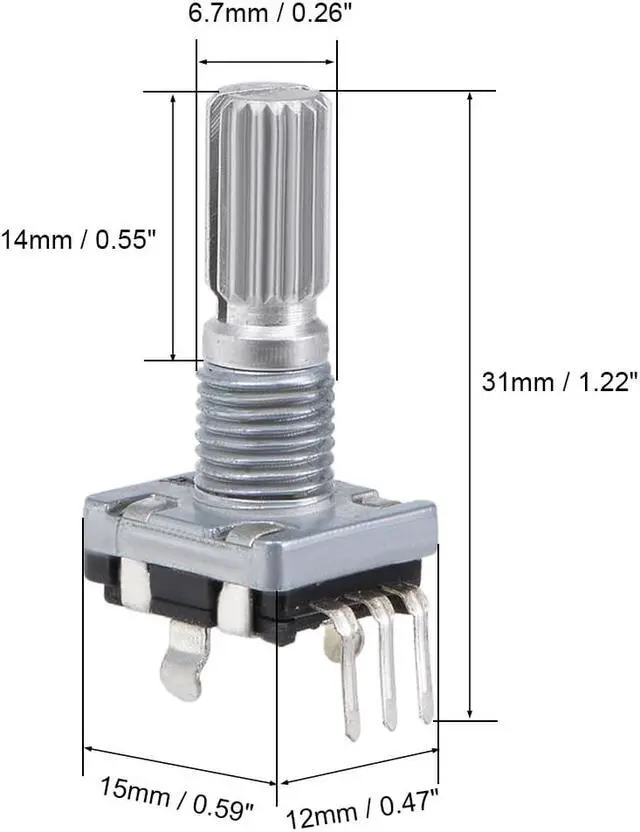 Alt view image 3 of 6 - 360 Degree Rotary Encoder Code Switch Digital Potentiometer EC11 5 Pins 14mm Shaft 10pcs