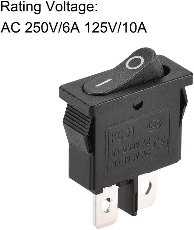 Alt view image 3 of 4 - Mini Boat Rocker Switch Black Toggle Switch for Boat Car Marine ON/OFF AC 250V/6A 125V/10A 2pcs