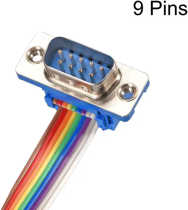 Alt view image 2 of 5 - IDC Rainbow Wire Flat Ribbon Cable DB9 Male to DB9 Female Connector 2.54mm Pitch 19.7inch Length