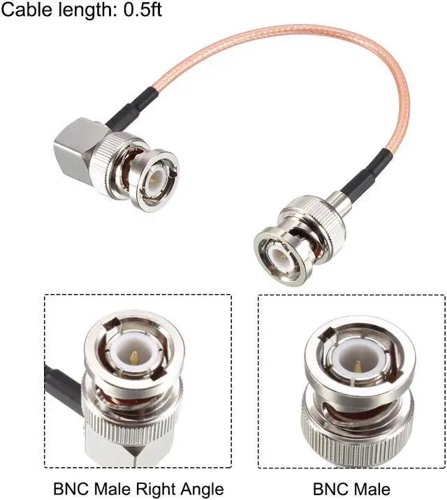 Alt view image 2 of 4 - BNC Male to BNC Male Right Angle Coax Cable RG316 RF Coaxial Cable 0.5 ft