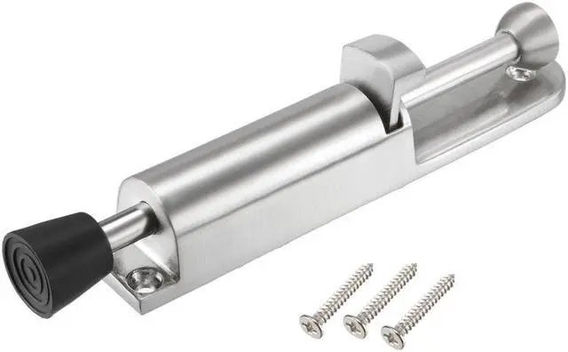 Alt view image 3 of 3 - Kickdown Door Stopper Spring Loaded Foot Pedal Door Stops Holder Silver Tone