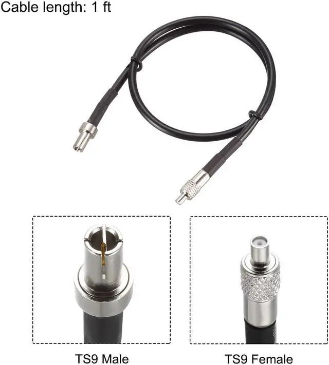 Alt view image 2 of 4 - TS9 Male to TS9 Female RF Coaxial Extension Cable RG174 Jumper Cable 1 ft 2pcs