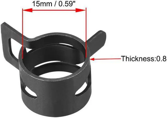 Alt view image 3 of 3 - Steel Band Clamp 15mm for Fuel Line Silicone Hose Tube Spring Clips Clamp Black Manganese Steel 10Pcs