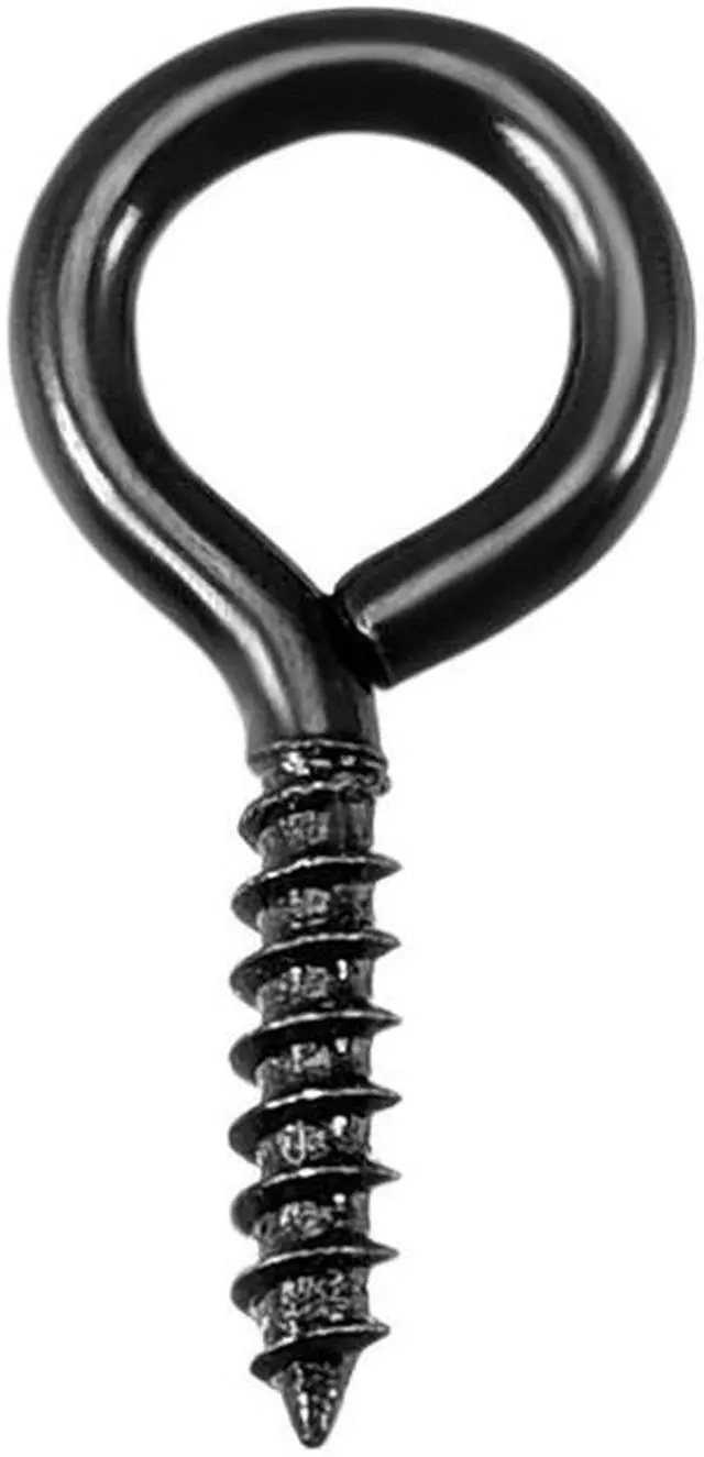 Main image of 0.6" Screw Eye Hooks Self Tapping Screws Screw-in Hanger Eye-Shape Ring Hooks Black 50pcs