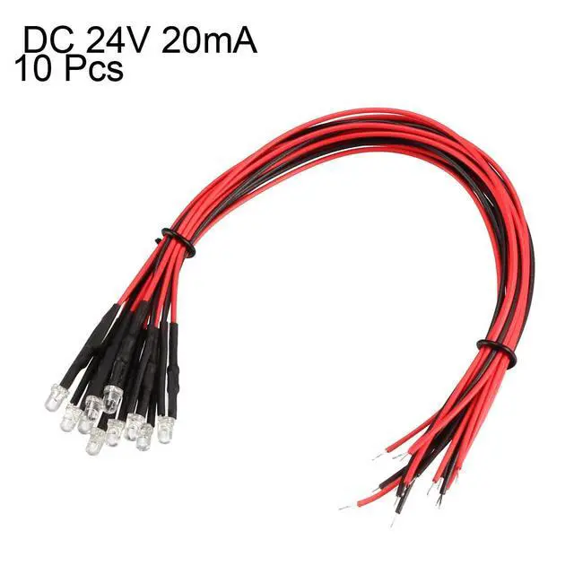 Alt view image 2 of 5 - Prewired LED Light , DC 24V 20mA - 3mm White Pre-Wired Round Top Bulb Lamp for DIY Boat Parties ( 10PCS )
