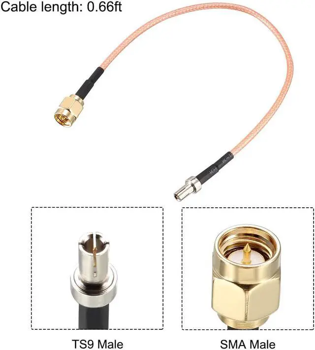 Alt view image 2 of 4 - SMA Male to TS9 Male RG316 Coaxial Cable Antenna Cable 0.66 ft 2pcs