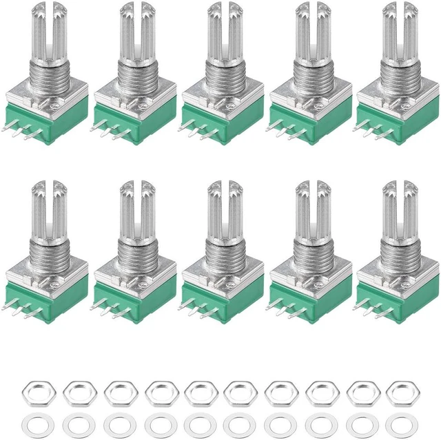 Main image of Potentiometer B10K Ohm Variable Resistors Single Turn Rotary Carbon Film Taper RV097NS 10pcs