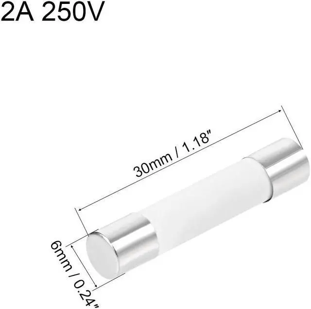 Alt view image 2 of 2 - Automotive Cartridge Fuses 2A 250V 6x30mm Ceramic Fast Blow Replacement for Car Amplifier Energy Saving Lamp Ballast 6pcs