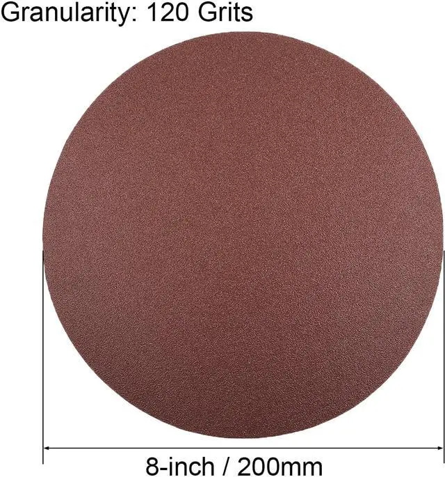 Alt view image 2 of 5 - 8-inch Hook and Loop Sanding Discs, 120-Grits Aluminum Oxide Flocking Sandpaper for Random Orbital Sander 15pcs