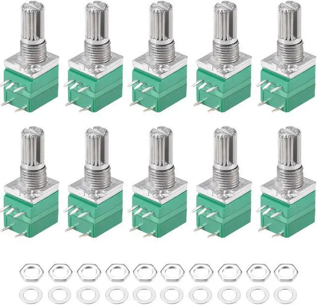 Main image of Potentiometer With Switch B20K Ohm Variable Resistors Single Turn Rotary Carbon Film Taper RV097NS 10pcs