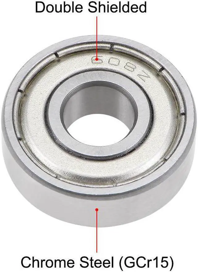 Alt view image 2 of 3 - 608ZZ Deep Groove Ball Bearing 8x22x7mm Double Shielded ABEC-3 Bearings 5-Pack