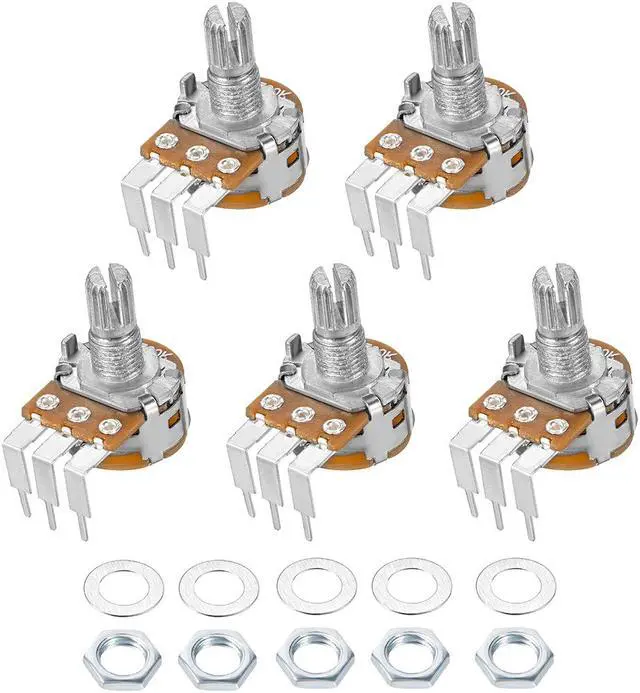 Main image of WH148 Potentiometer with Switch 10K Ohm Variable Resistors Single Turn Rotary Carbon Film Taper 5pcs