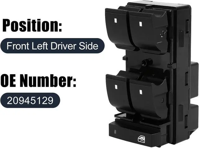Alt view image 2 of 4 - 20945129 Power Window Master Switch for 2007-2013 Chevrolet Silverado 1500 2500 3500 GMC Sierra 2008-2011 HHR 2009-2015 Traverse