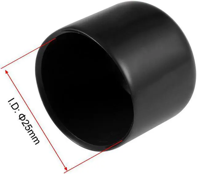 Alt view image 3 of 3 - Screw Thread Protectors, 25mm ID Round End Cap Cover Black Flexible Tube Caps Tubing Tip 10pcs