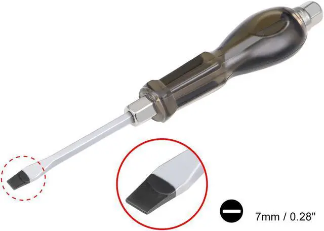 Alt view image 2 of 6 - 7mm Slotted Impact Screwdriver, 4-Inch Keystone Demolition Driver Magnetic