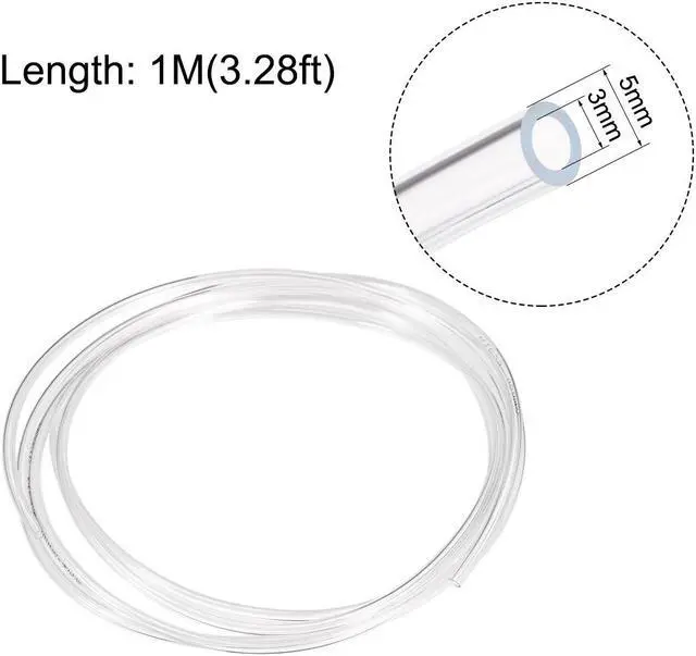 Alt view image 3 of 3 - PVC Clear Vinly Tubing,3mm ID x 5mm OD,1 Meter/3.28ft,Plastic Flexible Hose Tube,Flex Pipe for Water,Beverage Pump